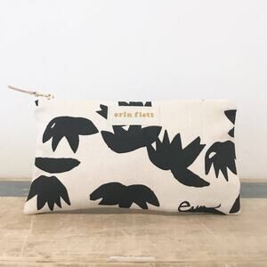 Erin Flett Handmade Barkcloth Clutch Botanical Leaf Maine 12 x 7 NWT